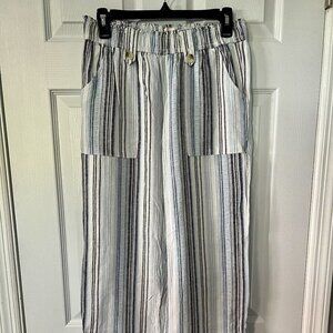 🚨 Last day Fri 🧳 NWOT SO Blue Striped Linen Blend Wide Leg Pants